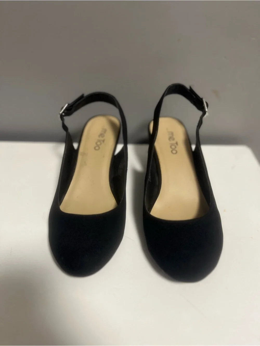 me too Black Slingback Platform Flats